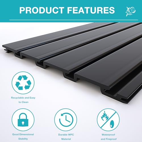 NeatiEase Slatwall Panel Wall Storage Systems, 2 x 4ft Slat Wall Paneling Garage Wall Organizer, Heavy Duty Wall Mounted PVC Wall Rack (Black) - color: Black, size: 2x4ft