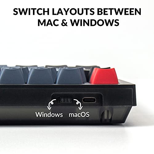 Keychron V1 Wired Custom Mechanical Keyboard Knob Version, 75% Layout QMK/VIA Programmable with Hot-swappable Keychron K Pro Red Switch Compatible with Mac Windows Linux (Frosted Black-Translucent) - color: Hot-swap Keychron K Pro Red Switch