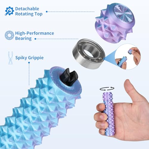 Little Ouchies Pain Stim Fidget Toy, 3D Printed Pocket Spiky Keychain with Clicker Button Spinner Sensory Toys for Anxiety Focus & Stress Reduction Novelty Gifts(H4) - color: H4
