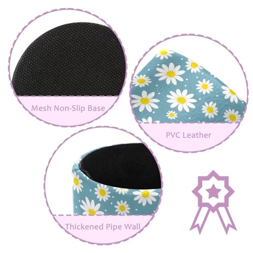 Daisy Flowers Pen Holder Pencil Organizer for Desk, 3.1” x 3.1” x 3.9” Pencil Cup Office Supplies, Large Capacity Cute Pen and Makeup Brush Holder for Home, School, Desktop - color: Daisy Flowers