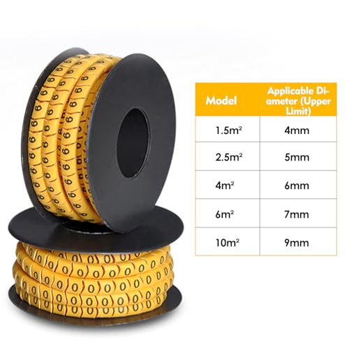 6m² Cable Identification Wire, 10Pcs 0 to 9 Coded Clip on Plastic Cables Identification Wire Cord Cable Marker PVC Number Tube for Electronics Computers - size: 6m²