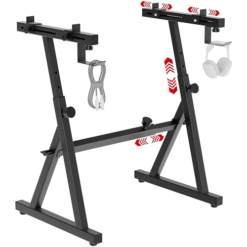 Z-Style Keyboard Stand, Heavy Duty Piano Stand for 88 Keyboard, Portable Digital & Electric Piano Stand, Independent Height & Width Adjustable, 4-Point Secure Lock for 54-88 Key Synth & DJ Gear