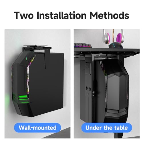 Suptek Adjustable Under Desk and Wall PC Mount,3.74 to 8.26 inch Wide Computer Case CPU Hanger Holder 360 Degree Rotatable Under-Desk PC Hanging Stand Holder Mount (ZJJ001) - size: MAX 8.27"(W) Desk PC Mount
