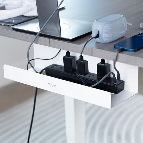VIVO Under Desk 17 inch Extra Deep Cable Management Tray, Power Strip Holder, Cord Organizer, Wire Tamer for Office and Home, White, DESK-AC16-1CW - color: White, size: Extra Deep