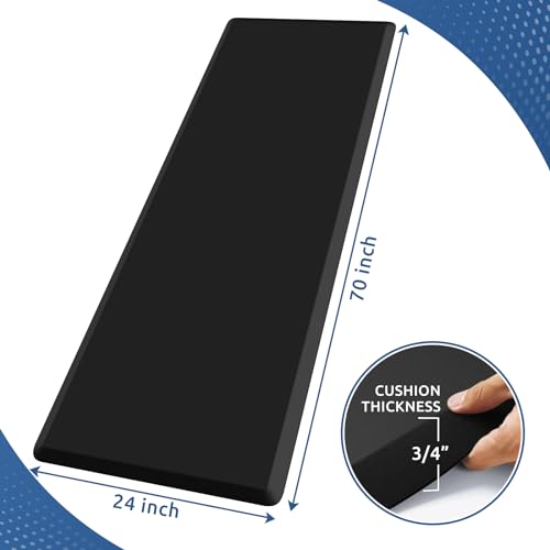 KitchenClouds Kitchen Mat Cushioned Anti Fatigue Rug 24"x70" Water Resistant, Non Slip, Standing and Comfort Desk/Floor Mats for House Sink Office (Black,0.8inch) - color: Black, size: 70"L x 24"W x 0.8"Th