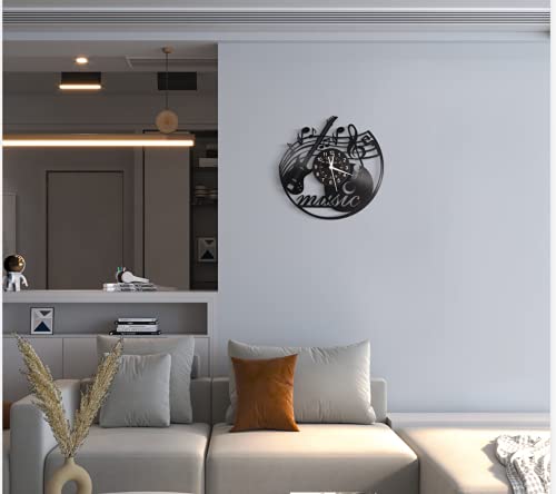 KingLive Music Vinyl Record Wall Clock, Music Room Decoration, Music Theme Wall Clock. (Music A) - color: Music a