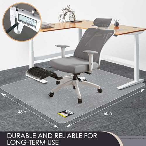 Kuyal Office Chair Mat for Carpet, 48x60 Clear Heavy Duty Computer Chair Mat, Under Desk Protector Carpeted Floors Mat, Easy Chair Movement,Ship Flat - size: 48" X 60"