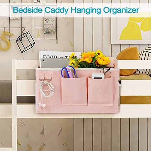 Loghot Bedside Caddy/Bedside Storage Bag Hanging Organizer for Bunk and Hospital Beds,Dorm Rooms Bed Rails,Can be Placed Glasses,Books,Mobile Phones,Keys (Light Pink) - color: 1pc Light Pink