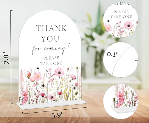 Thank You for Coming, Pink Flower Please Take One Sign, Gift Table Decor, Bridal Shower Centerpieces For Tables, Wedding Reception Decor, Party Supplies, Acrylic Arch Wedding Sign With Base-7 - color: Thank You07