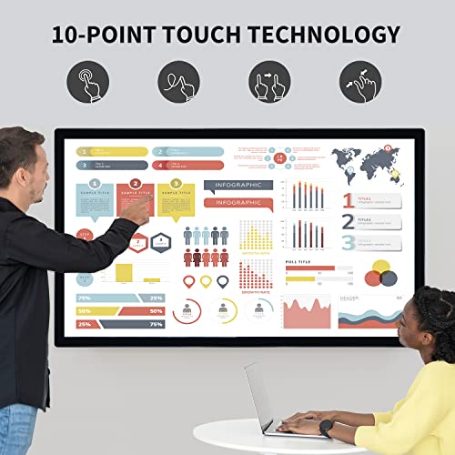 55 inch Interactive Touchscreen Monitor, Smart Board with 4K Display, Win-10 Electronic Whiteboard Touch Screen PC for Office and Classroom, Core i7 RAM 8G & ROM 256G - style: Win 10-i7-256G