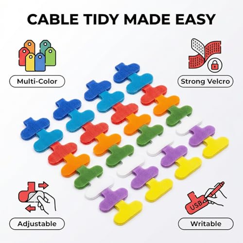 32pcs Multi - Color Cable Labels: Write - On for Easy Cord Management and Identification, Oval - color: Oval