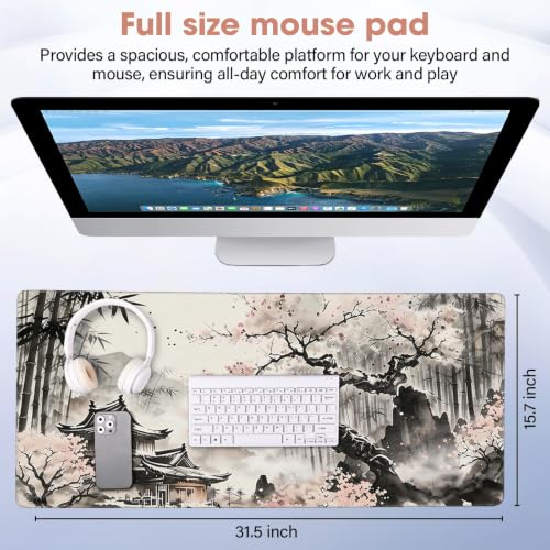 Desk Pad 31.5x15.7 Inch for Computer - Large Mouse Pad with Non Slip Base, Smooth Surface for Optical and Laser Mouse, Bamboo - color: Bamboo, size: 31.5" x 15.7"