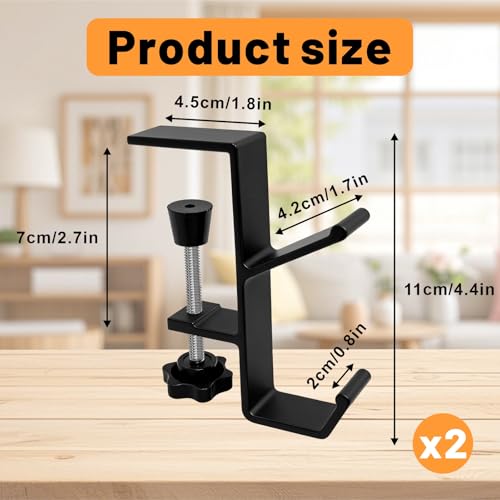 2 Pcs Adjustable Purse Hooks Heavy Duty Bag Hanger for Table | Hooks Bag Hanger for Desk Fireplace, Bag Holder for Table for Desk Key Backpack - size: 2 Pieces