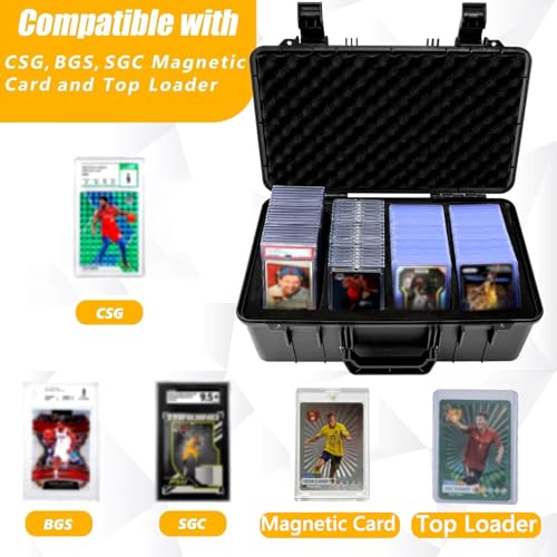 Graded Card Case - Storage Box for 120+ CSG, BGS, SGC, Top Loaders Graded Sports Trading Cards with 6 EVA Foam - size: XXL (holds 120+ Graded Cards)