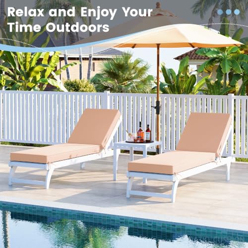 UDPATIO Chaise Lounge Chair Cushions, Oversized Thick 4-Inch Foam Pad, Fade-Proof Chairs Cover for Patio, Poolside, Lawn, Deck & Outdoor Furniture - Removable Accessories - color: Beige, size: 1