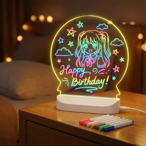 LED Note Board with Colors, Acrylic Dry Erase Board with Light, Light up Dry Erase Board with Stand as a Glow Memo LED Letter Message Board Note Glass LED Board Whiteboard - size: 12"W x 7.9"H