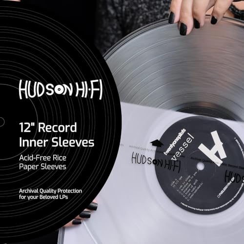 Hudson Hi-Fi Anti-Static Vinyl Record Sleeves - Durable Clear Disc Sleeves- Protect Your LP Albums from Scratches, Dust & Dirt - Acid-Free Rice Paper Disc Covers, 50x Inner Sleeves - size: 50 Inner Sleeves