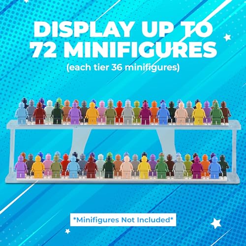 Tapeera Tabletop Stackable Minifigure Display Case for 72 Figures, Acrylic Showcase Compatible with LEGO, Mini Building Brick Block Sets Shelf Organizer (White, Tabletop) - color: White Baseplates, size: Tabletop Stackable