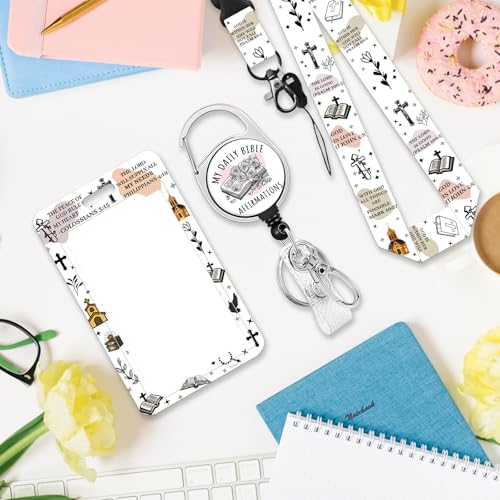 Bible for ID Badge Holder, Bible ID Badge Holder with Heavy-Duty Retractable Reel Clip, Gift for Teacher Nurse Adult - color: Bible-white