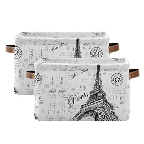 Storage Basket Paris Eiffel TowerStorage Bin Cube with Handles Foldable Storage Baskets for Shelves Living Room Home Decor 1PC - color: C, size: 1PCS