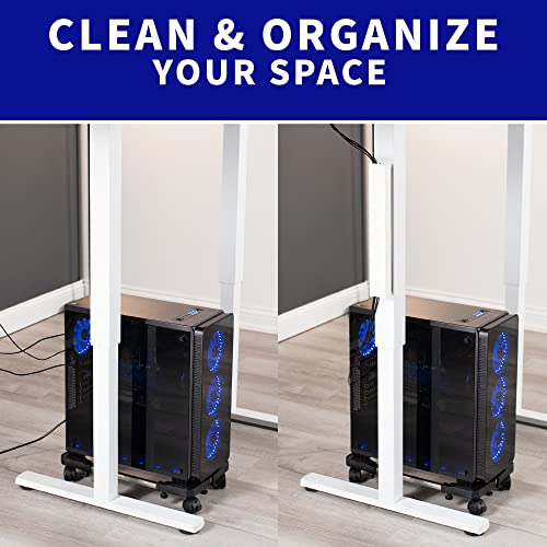 VIVO White 14 inch Cable Management Channel for Desk Leg, DESK-AC01-1MW | Magnetic Steel Design, Under Desk No Drill Cord Organizer, For Home and Office - color: White