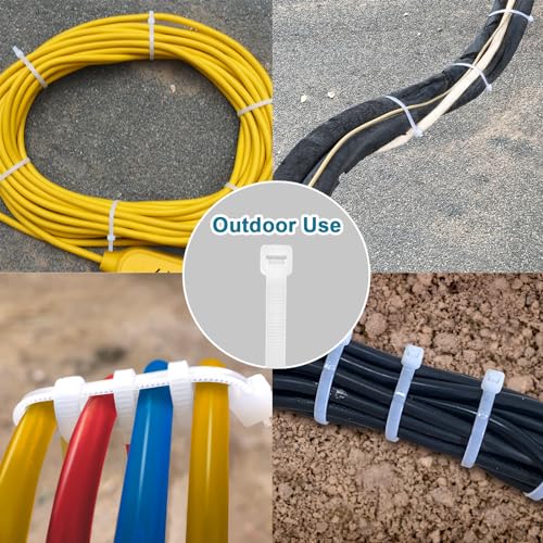 White Zip Ties 14 inch (1000 Pack), Clear, 50 lb, UV Resistant Cable Ties for Outdoor Use, LOCKLOCK - size: 14" (1000 Pack)