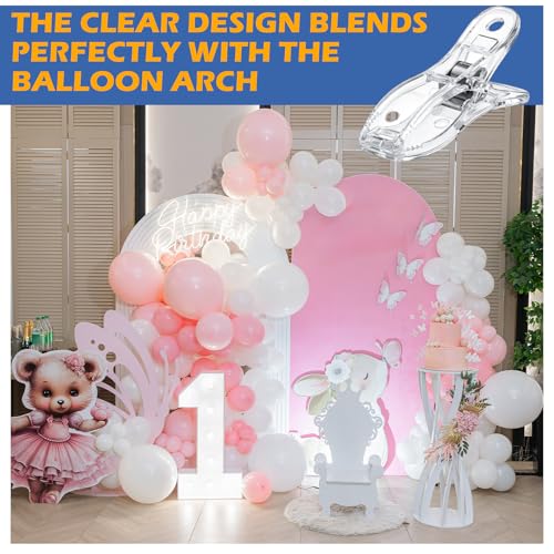30 Pack Balloon Arch Clips Plastic Transparent Backdrop Spring Clamps 2 Inch Clear Clips for Balloon Arch Kit Birthday Decoration Crafts Woodworking Photography Studios