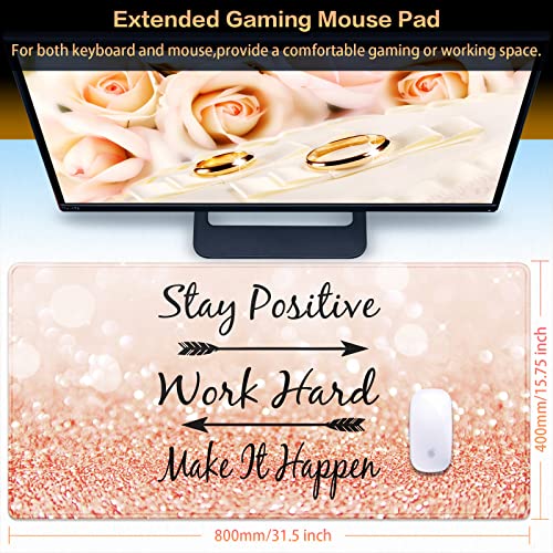 Canjoy Gaming Mouse Pad, Large Extended Mouse Pad Big Computer Mousepad for Home Office Gaming Work 31.5x15.7inch - color: Champagne-stay Positive