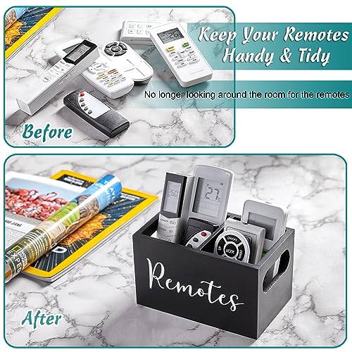 DRASTAR Remote Control Holder, Wood TV Remote Holder, Remote Storage Caddy, Remote Control Organizer (Black, 2 Slots) - color: Black, size: 2 Slots