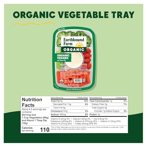 Earthbound Farm Organic Vegetable Tray with Ranch Dip 16oz