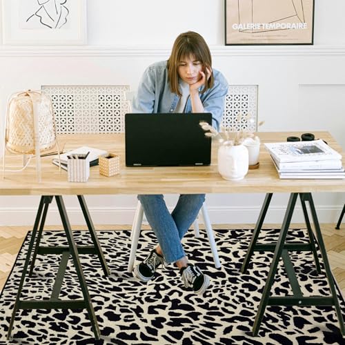 Office Chair Mat for Hardwood Floor, 48"x36" Easy Glide Computer Desk Mat Protector for Rolling Chair Under Desk Rug Nonslip Backing, Machine Wash, (Modern) - color: Beige Leopard, size: 36"x48"
