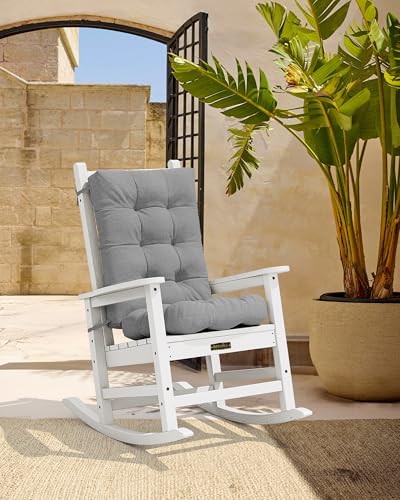 SERWALL HDPE Outdoor Rocking Cushion Set of 2, Memory Foam Cushion Dark Gray - color: 2*dark Gray, size: cushions