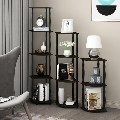 Furinno Turn-N-Tube 3-Tier Corner Display Rack Multipurpose Shelving Unit with Classic Tube, Espresso/Black - color: Espresso/Black, size: 3-Tier Classic Tube