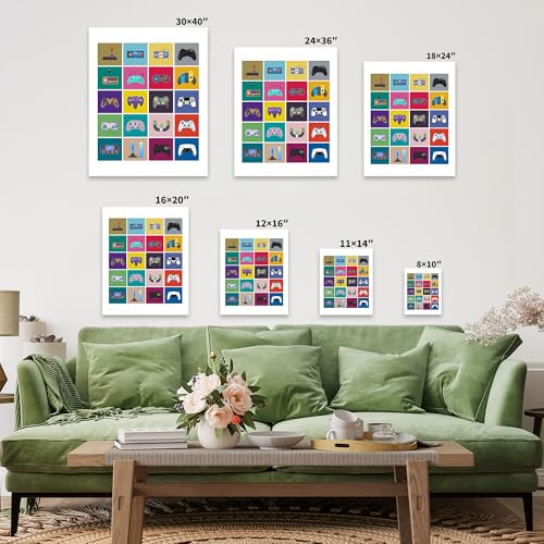 Poster Master Gaming Canvas - Video Game Controller Evolution Print - Geeky Art - Retro Consoles & Controllers Wall Design - Pop Art Game Room or Boy's Bedroom Decor - Available in 8x10 to 30x40 - color: Style-05