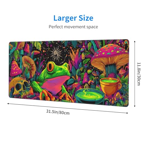 Frog Mushroom Mouse Pad Extended Large Gaming Mouse Pad XL Stitched Edges for Gamer Home Office 31.5 X 11.8 Inch - color: Frog Mushroom