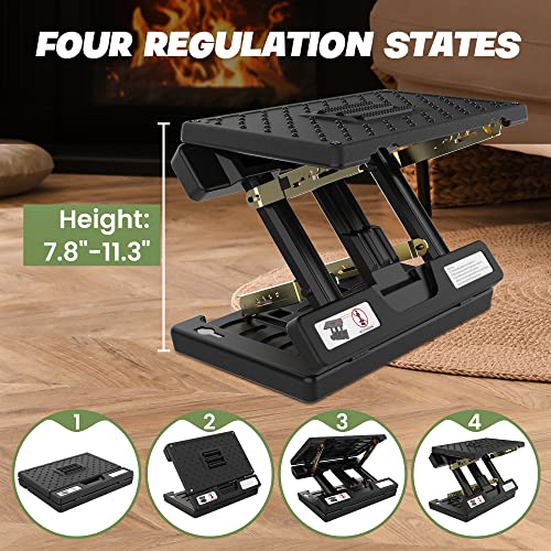 Foot Rest for Under Desk at Work, Height Adjustable footrest, Desk Foot Rest, with Soft Pad, Ergonomic, for Office, Computer, Metal Frame, All-Season Use(Grey) - color: Hard Padded- Grey