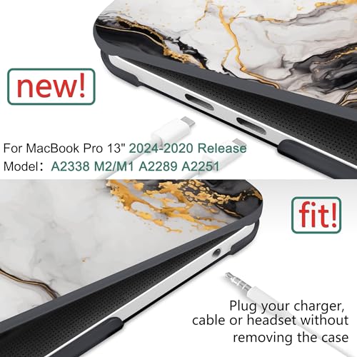 DONGKE Compatible with MacBook Pro 13 inch Case 2024 2023-2020 Release A2338 M2/M1 A2251 A2289 with Retina Display & Touch ID, Plastic Hard Shell & Keyboard Cover & Screen Film - Abstract Marble - color: Abstract Marble D159