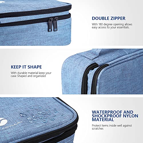 Travel Electronics Organizer, Waterproof Cable Organizer Bag for Electronic Accessories Double Layer Large Shockproof Cable Storage Bag for Cord, Power Bank, Tablet(Up to iPad 11 inch) - Denim blue - color: Denim blue