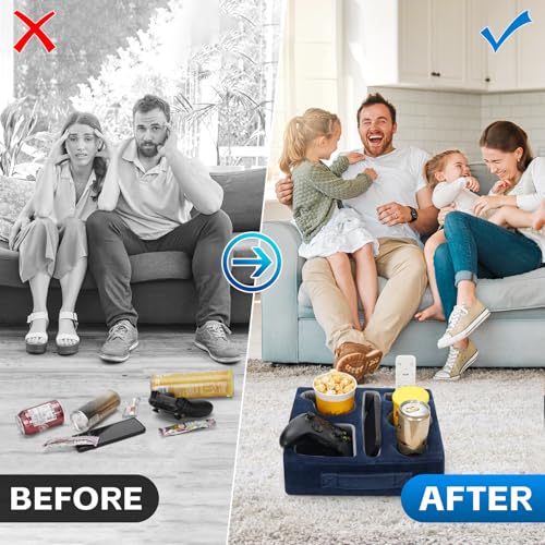 G GOOD GAIN Couch Cup Holder Pillow-Sofa Cup Holder Cozy Buddy | Bed Drink Caddy Holds Tablet, Remote, Snacks | Waterproof Anti-Spill Sofa Beverage Tray for Car, Park, Beach, Picnic, Boat, RV(Navy) - color: Navy Blue, size: 12.5 x 9.5 inches