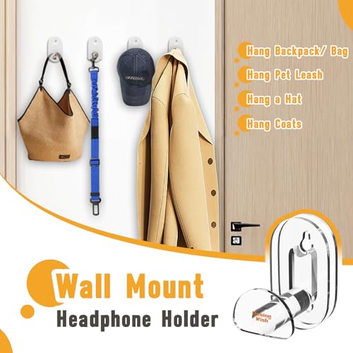 Acrylic Headphone Wall Mount Holder for Most Over-Ear Headphones, Clear Headphone Hanger for Wall Universal Headset Hook Gaming Headset Holder - color: Headphone Holder for Wall