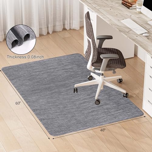 Office Chair Mat for Hardwood & Tile Floor, 46"x60" Desk Computer Chair Mat, Anti Slip, Non-Curve, Floor Protector Under Desk Low-Pile Office Rug for Rolling Chair - color: Light Grey, size: 46'' x 60'' Rectangle