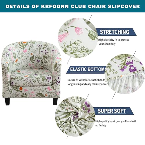 KRFOONN Club Chair Slipcover 2 Piece Stretch Printed Round Barrel Chair Covers Removable Tub Chair Slipcover with Elastic Bottom Chair Coverings Furniture Protector Cover for Living Room, B14 - color: Colorb14