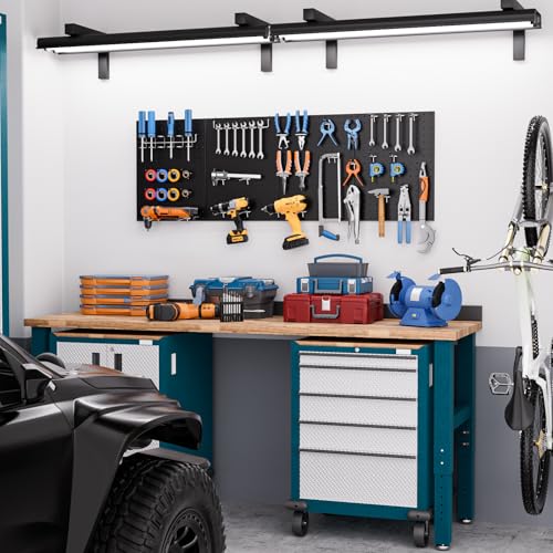 INCLY 70PCS Pegboard Wall Organizer, 4PCS Metal Peg Board Panels with 66PCS 1/4" Pegboard Hooks Accessories Kit, Black Peg Board for Walls Home, Garage Tool Storage, Workbench Organization - color: Black Pegboard with hooks, size: 4pcs-12"x16" with hooks