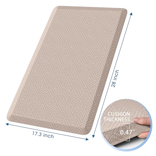 Mattitude Kitchen Mat Cushioned Anti-Fatigue Floor Mat Water Resistant Non-Slip Mats and Rugs Standing and Comfort Desk Mats for House Sink Office Laundry (Beige, 17.3"x28") - color: Beige, size: 28"L x 17.3"W x 0.5"Th