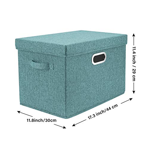 TYEERS Large Storage Bins with Lids, Collapsible, Washable, Fabric Storage Boxes for Organizing, 17.3x11.8x11.4 inches, 3 Pack, Aqua Deep - color: Auqa Deep, size: 3-Pack Large