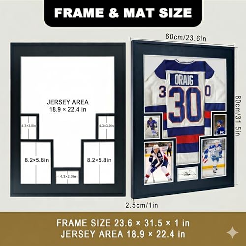 Aluminum Jersey Display Frame Case Large Shadow Box Jersey Frame with Photo Slots 98% UV Protection Clear Acrylic for Football, Hockey, Basketball, Baseball Shirt Ideal Gift for Sports Fans - color: Jersey Frame With 5 Photo Slot