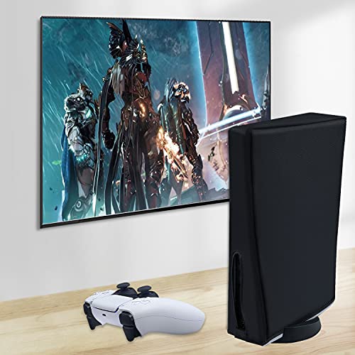 Wigearss vertical Mode Dust Cover for PS5 Console 1680D Oxford Cloth Anti-Scratch Waterproof Dust Guard Backend Cutaway Design (Not for PS5 Slim/PS5 Pro) - color: Vertical-Black
