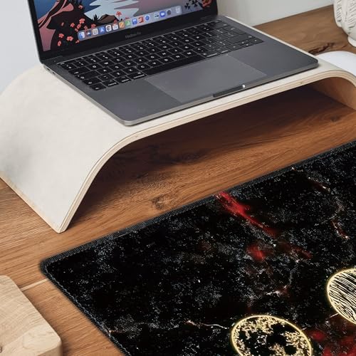 Galaxy Planet Large Mouse Pad,Gaming Keyboard Desk Pad,Extended Mouse Mat Non-Slip Rubber Base with Stitched Edges for Office Game Home XXL 35.4"x15.7" - color: Galaxy Planet, size: 35.4L x 15.7W inches