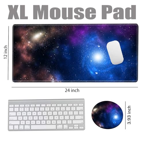 Galaxy Mouse Pad XXL Large Space Mousepad 24x12 Desk Mat Gaming Desk Pad Long Big Computer Mat Extended Mouse Mat for Wireless Mouse Non Slip Work Laptop - color: Galaxy, size: 24''X12''