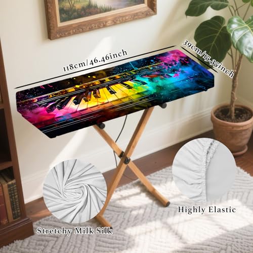 Nuxovilar Stretchy 88 Keys Keyboard Piano Dust Cover, Dust - Proof Elastic Milk Silk with Vivid Colorful Keyboard Keys Pattern for Digital Keyboards - color: hd01969